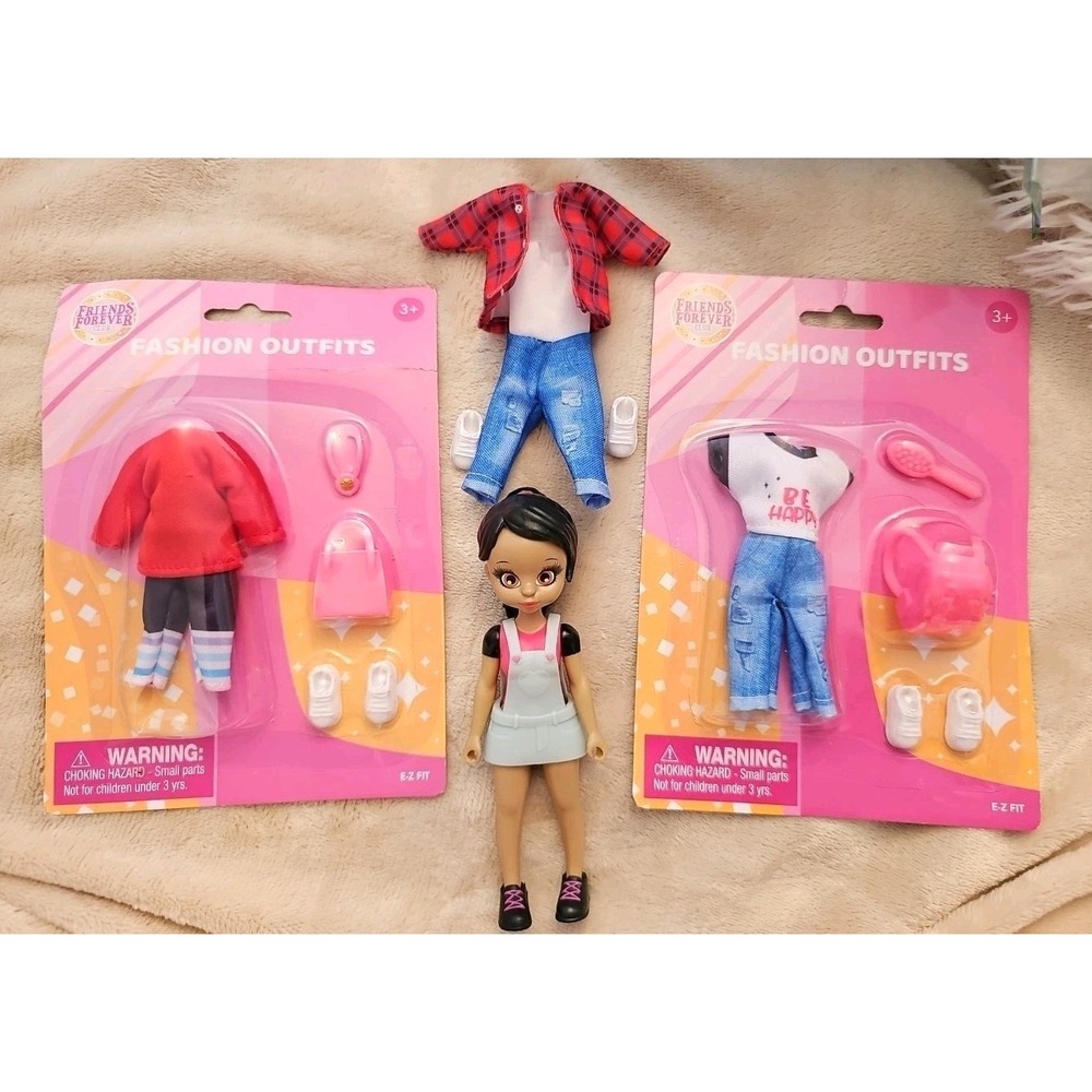 Friends Forever Club Alanis Doll 3 Outfits with Accessories 5.5" High Ages 3+